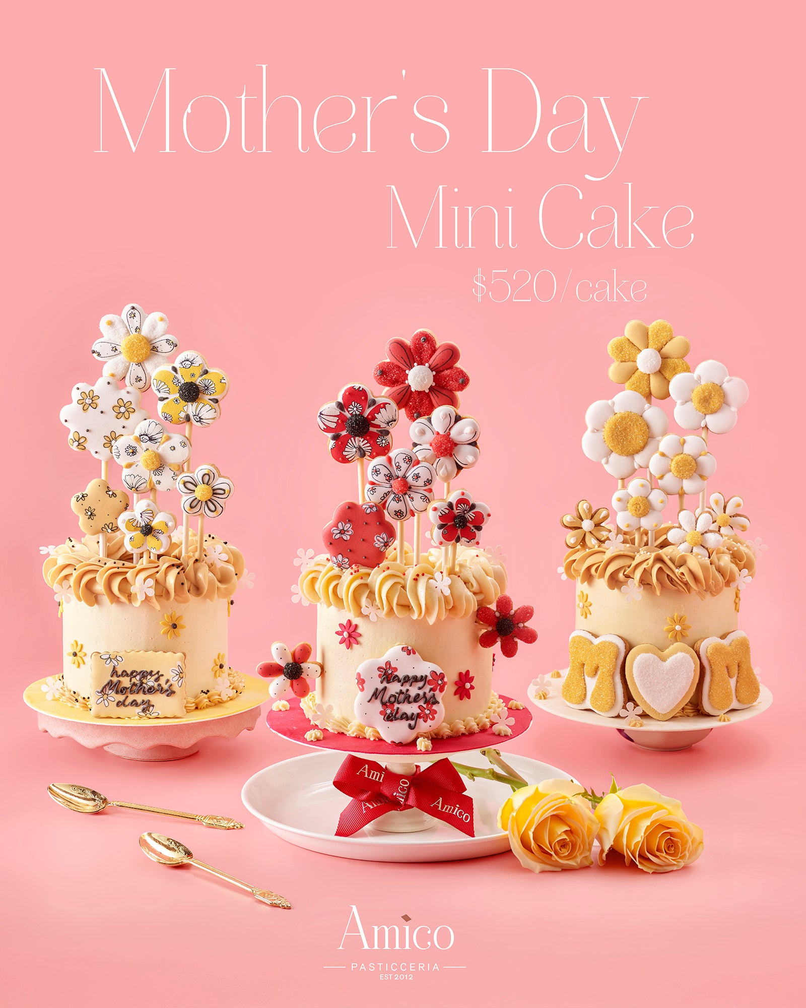 Amico 母親節迷你蛋糕系列，以花朵糖霜裝飾設計，傳遞溫馨祝福與節日心意